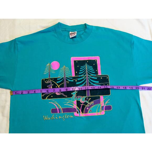 VTG 90s Signal Mega Tee Washington Reindeer Graphic Single Stitch Made USA SZ XL - Picture 8 of 9